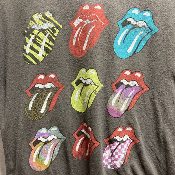 ROLLING STONES Band Tee Grey Graphic Tee Tshirt Tongue Hot Lips Gray Womens XS - Picture 11 of 14